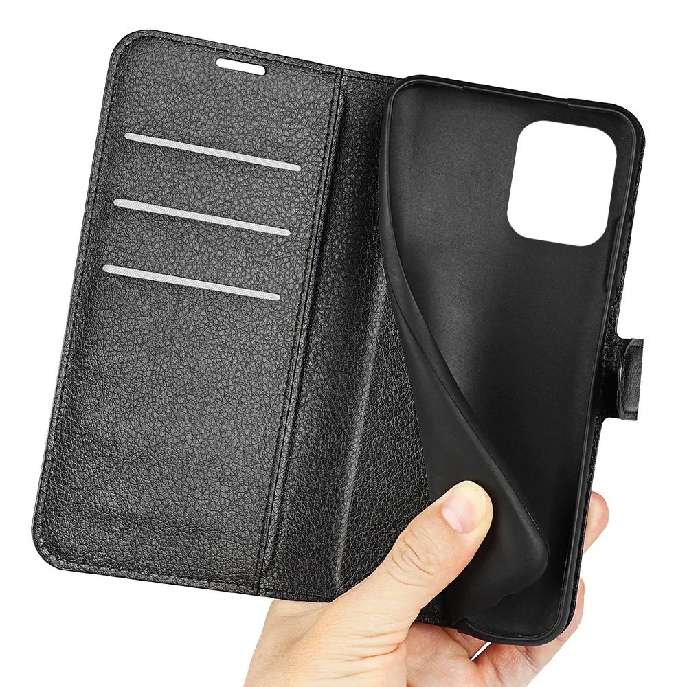 For Samsung Galaxy M33 5G (Global Version) Litchi Texture Leather Case Shockproof Stand Wallet Phone Protective Cover - Black - 5