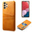 For Samsung Galaxy A13 4G Multipurpose Card Slots Phone Protector PU Leather Coated Hard PC Cover Case Shell - Orange - 1