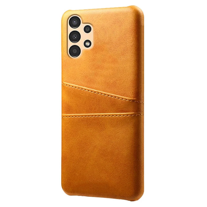 For Samsung Galaxy A13 4G Multipurpose Card Slots Phone Protector PU Leather Coated Hard PC Cover Case Shell - Orange - 2