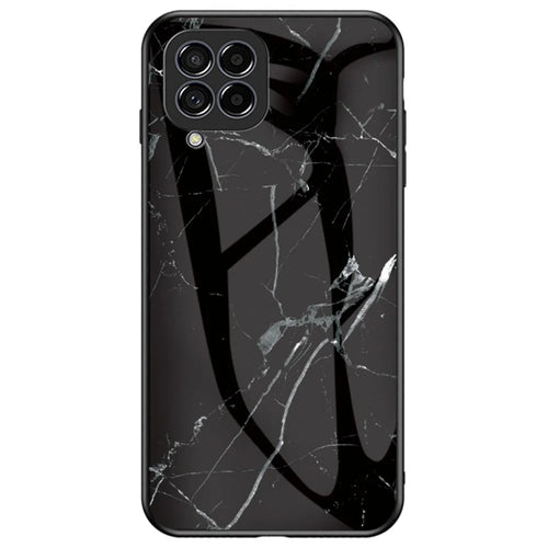 For Samsung Galaxy M53 5G Marble Pattern Tempered Glass + PC + TPU Scratch-resistant Protective Phone Shell Case - Black Marble - 1