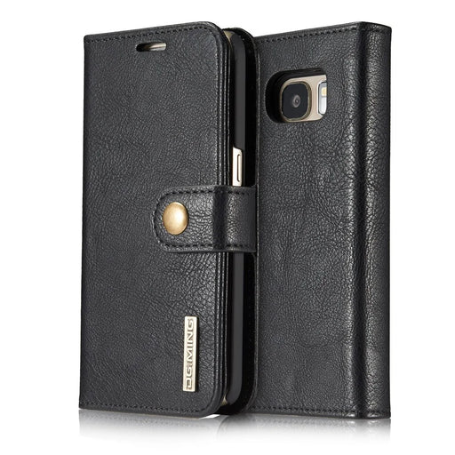 DG.MING Split Leather Wallet + PC 2-in-1 Phone Case Phone Covering for Samsung Galaxy S7 G930 - Black - 1
