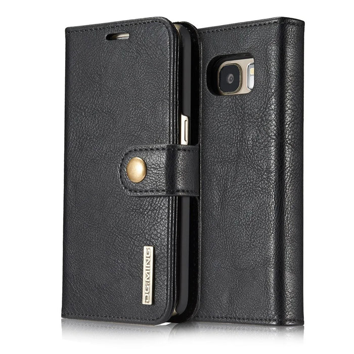 DG.MING Split Leather Wallet + PC 2-in-1 Phone Case Phone Covering for Samsung Galaxy S7 G930 - Black - 1