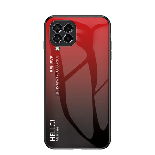 For Samsung Galaxy M33 5G (Global Version) All-inclusive Protection Anti-fall Color Gradient Tempered Glass + PC + TPU Phone Case Shell - Red - 1