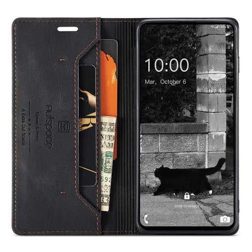 AUTSPACE A01 Series for Samsung Galaxy A73 5G PU Leather Case RFID Blocking Wallet Flip Stand Cover - Black - 2