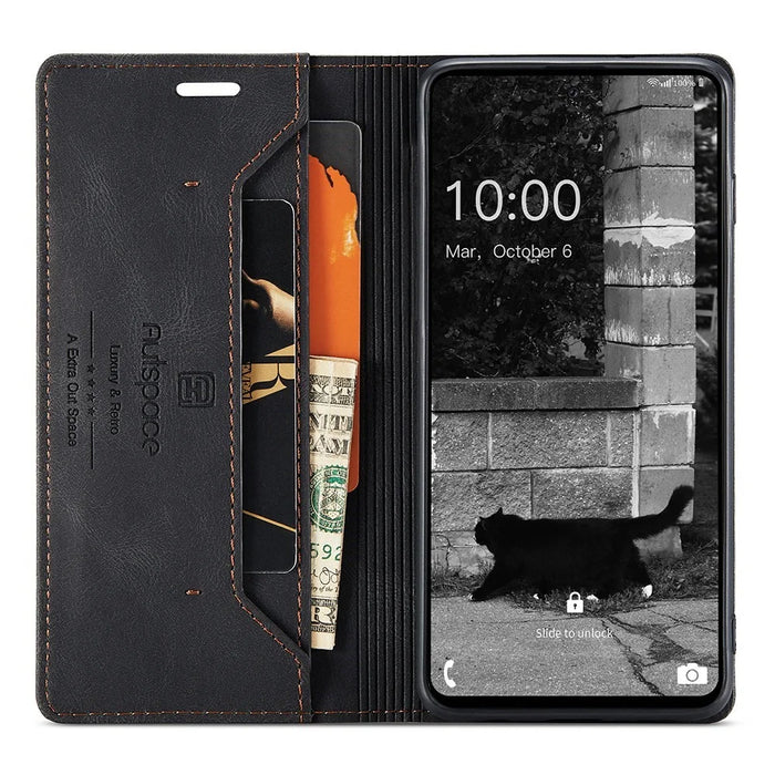 AUTSPACE A01 Series for Samsung Galaxy A73 5G PU Leather Case RFID Blocking Wallet Flip Stand Cover - Black - 2