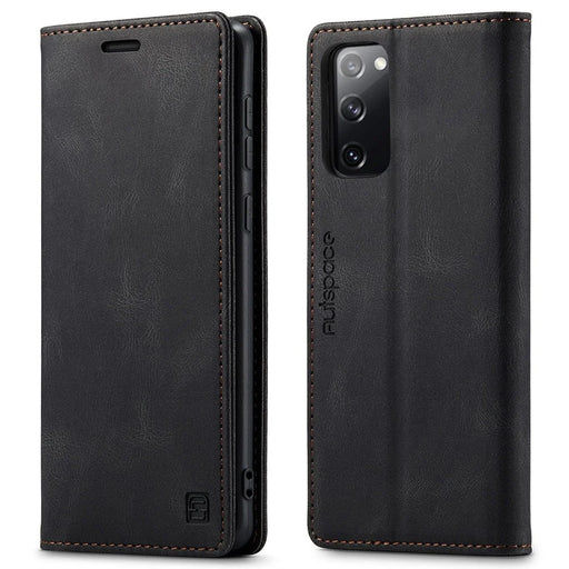 AUTSPACE A01 Series for Samsung Galaxy S20 FE 4G/5G/S20 Lite/S20 Fan Edition 4G/5G/S20 FE 2022 PU Leather Case RFID Blocking Cover - Black - 1