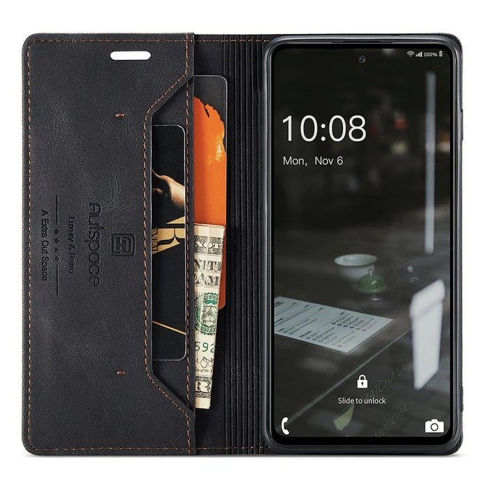 AUTSPACE A01 Series for Samsung Galaxy A53 5G PU Leather Case RFID Blocking Wallet Flip Stand Cover - Black - 2