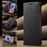 AUTSPACE A01 Series for Samsung Galaxy A21s PU Leather Case RFID Blocking Vintage Wallet Stand Flip Cover - Black - 4