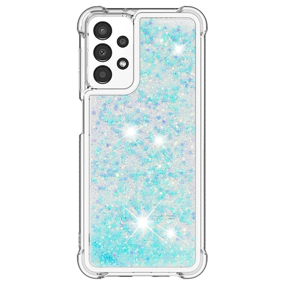 For Samsung Galaxy A13 4G TPU Case Glitter Quicksand Shockproof Phone Back Cover - Blue / Pentagrams - 3