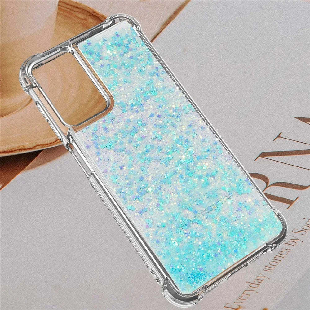 For Samsung Galaxy A13 4G TPU Case Glitter Quicksand Shockproof Phone Back Cover - Blue / Pentagrams - 7