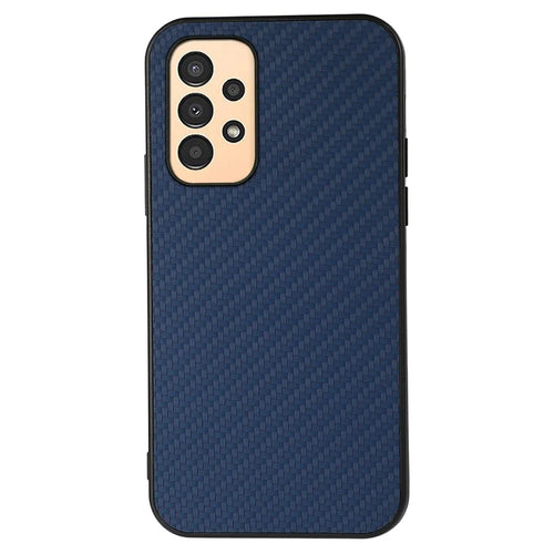 For Samsung Galaxy A13 4G Collision Proof Carbon Fiber Texture PU Leather Coated PC + TPU Case Phone Protective Cover - Blue - 1