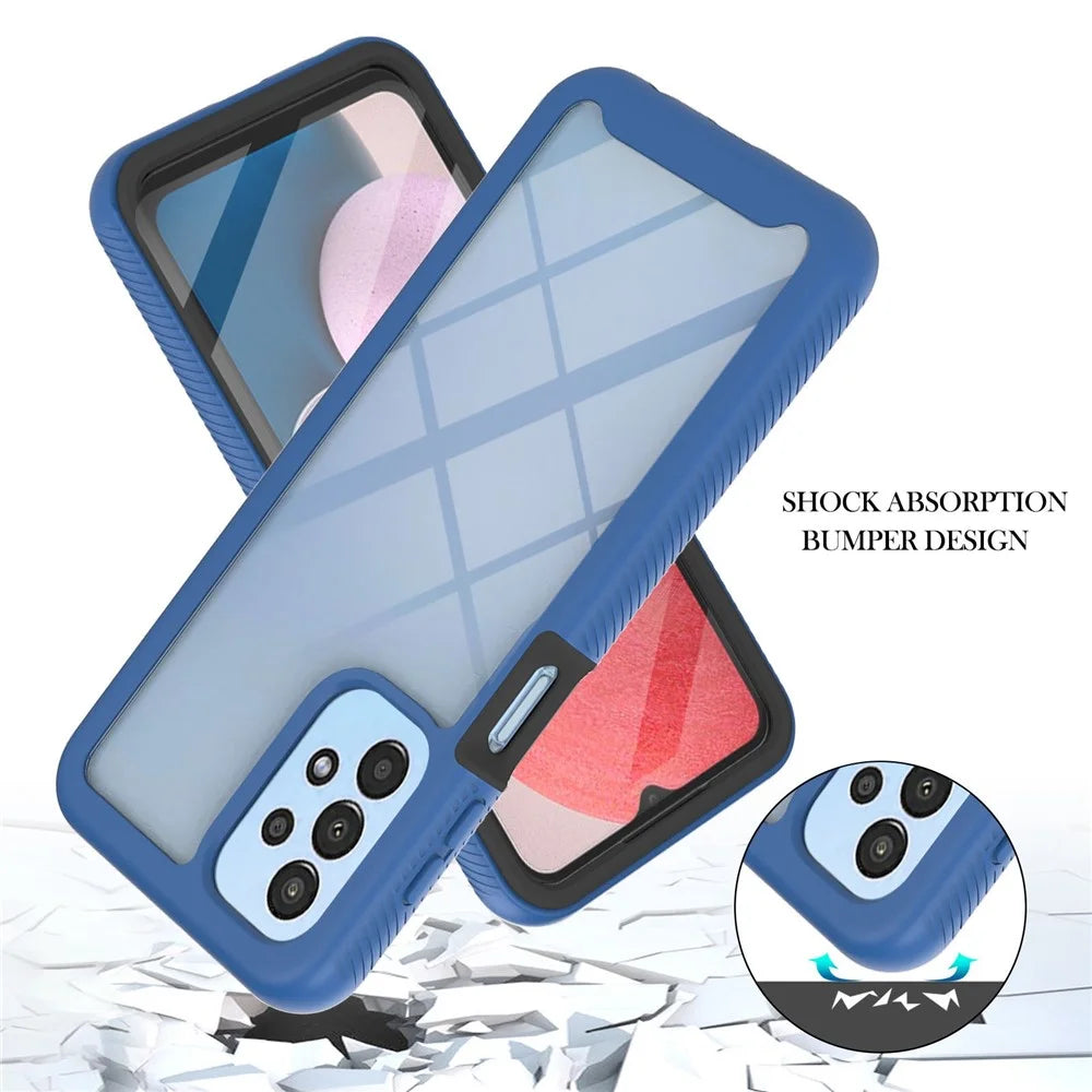 YB PC Series-6 for Samsung Galaxy A13 4G Built-in PET Screen Film Phone Cover Overall Protection TPU+PC Detachable Shell - Sapphire - 2