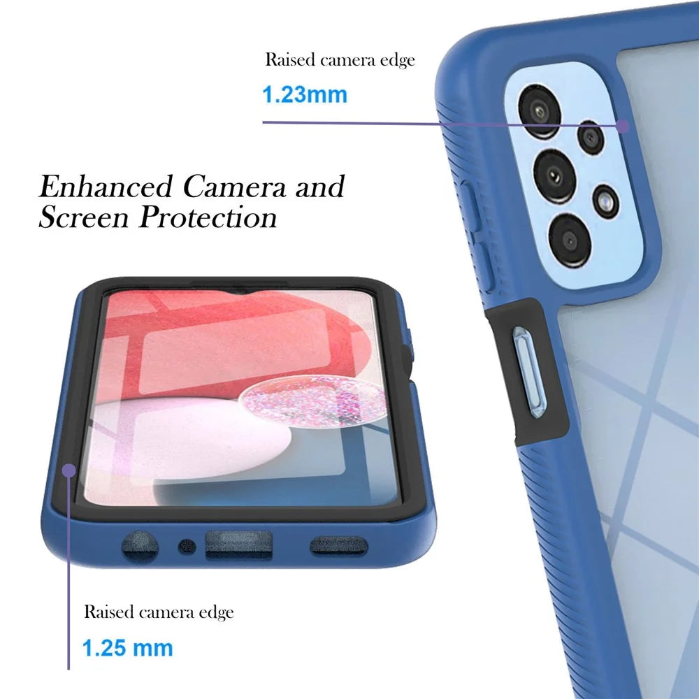 YB PC Series-6 for Samsung Galaxy A13 4G Built-in PET Screen Film Phone Cover Overall Protection TPU+PC Detachable Shell - Sapphire - 4