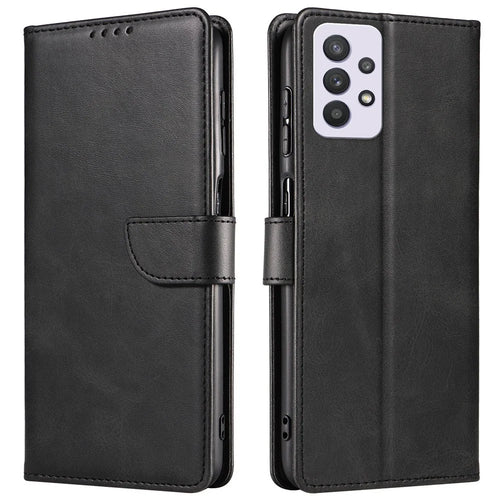 For Samsung Galaxy A33 5G PU Leather Wallet Case TPU Bumper Stand Magnetic Closure Shockproof Flip Cover - Black - 1