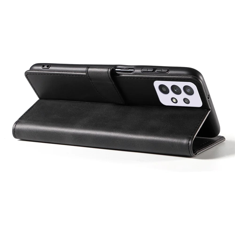 For Samsung Galaxy A33 5G PU Leather Wallet Case TPU Bumper Stand Magnetic Closure Shockproof Flip Cover - Black - 3