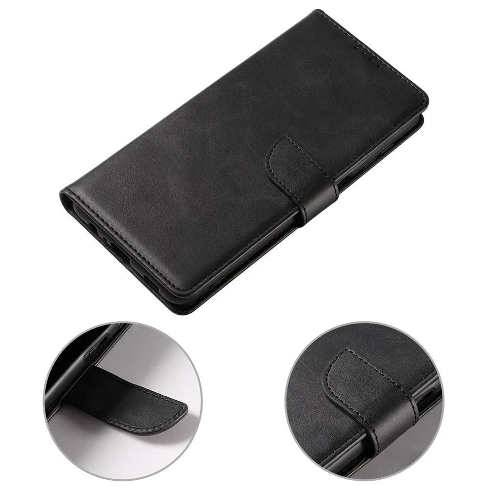 For Samsung Galaxy A33 5G PU Leather Wallet Case TPU Bumper Stand Magnetic Closure Shockproof Flip Cover - Black - 6