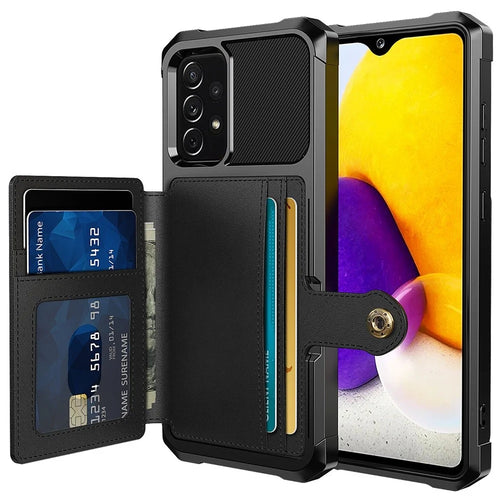 ZM03 Shockproof Case for Samsung Galaxy A33 5G TPU Phone Case + PU Leather Wallet with Magnetic Metal Sheet - Black - 1