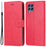 For Samsung Galaxy M33 5G (India Version) PU Leather Owl Tree Pattern Imprinted Phone Cover Wallet Viewing Stand Anti-Drop Protective Case with Wrist Strap - Red - 1