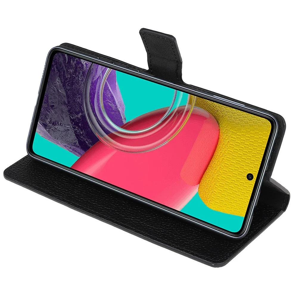 For Samsung Galaxy M33 5G (India) Case Cover Litchi Texture Leather Wallet Magnetic Clasp Cell Phone Protector Phone Shell - 2
