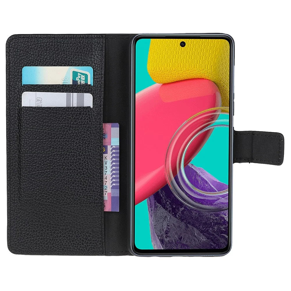 For Samsung Galaxy M33 5G (India) Case Cover Litchi Texture Leather Wallet Magnetic Clasp Cell Phone Protector Phone Shell - 3