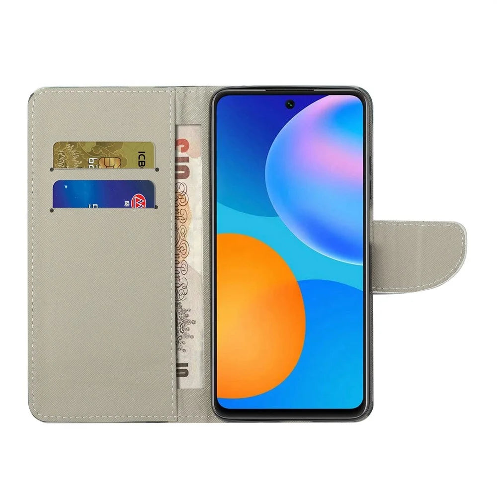 For Samsung Galaxy M53 5G Cross Texture Stylish Pattern Printing PU Leather Phone Case Stand Wallet Flip Cover - Green Tree - 3