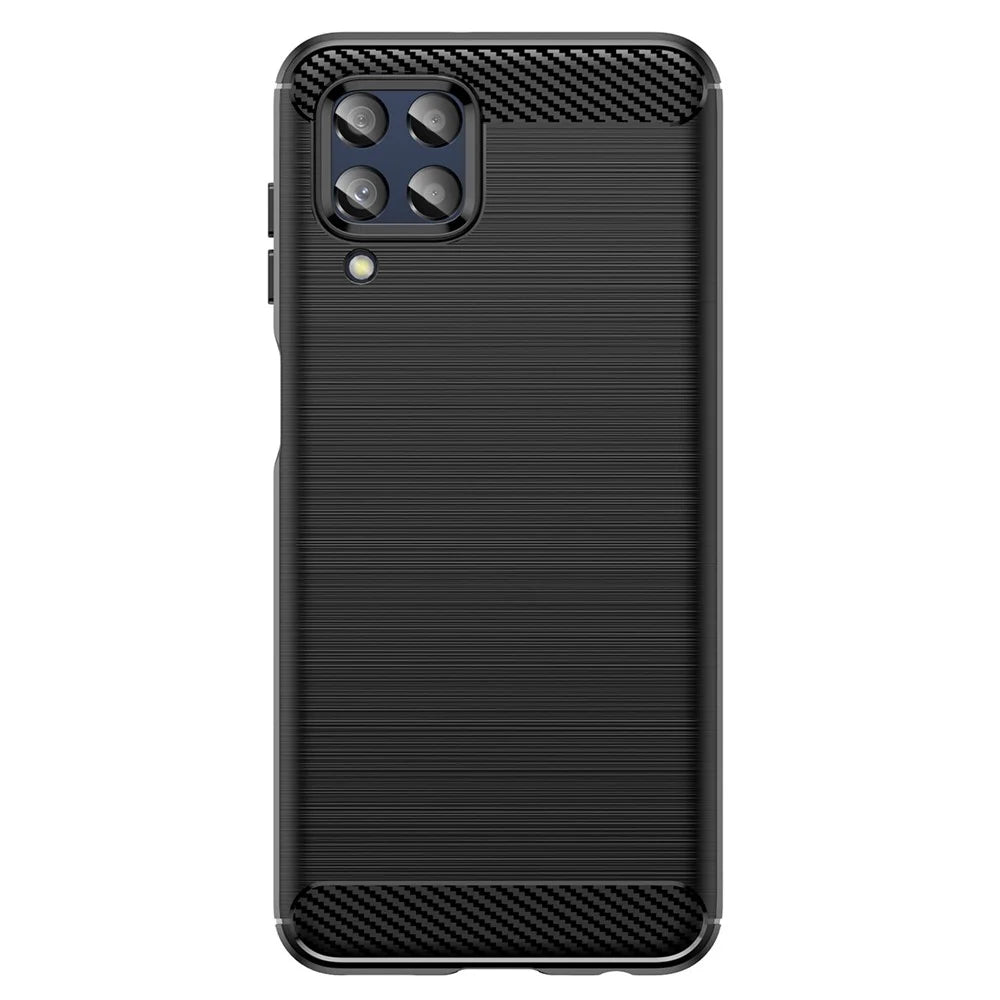 For Samsung Galaxy M33 5G (Global Version)/(India Version) Mobile Phone Cover Carbon Fiber Texture Brushed Surface 1.8mm TPU Smartphone Case - Black - 2