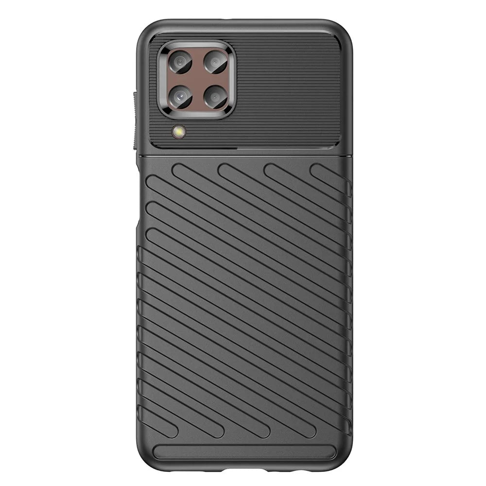 Thunder Series Twill Texture Grip Case for Samsung Galaxy M33 5G (Global Version)/(India Version), Thickened TPU Buffer Protection Anti-Drop Cover - Black - 2