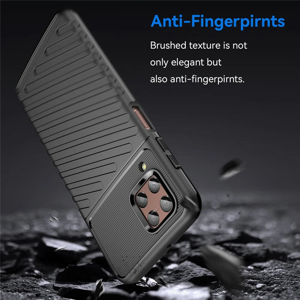 Thunder Series Twill Texture Grip Case for Samsung Galaxy M33 5G (Global Version)/(India Version), Thickened TPU Buffer Protection Anti-Drop Cover - Black - 3