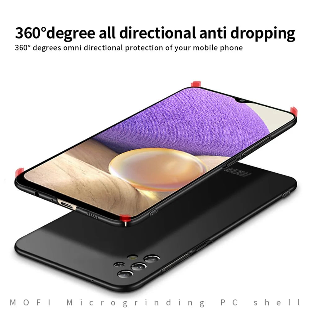 MOFI JK PC Series-1 Shield Phone PC Back Cover for Samsung Galaxy A32 5G/M32 5G, Matte Surface Mobile Phone Protective Case with Strap - Black - 7