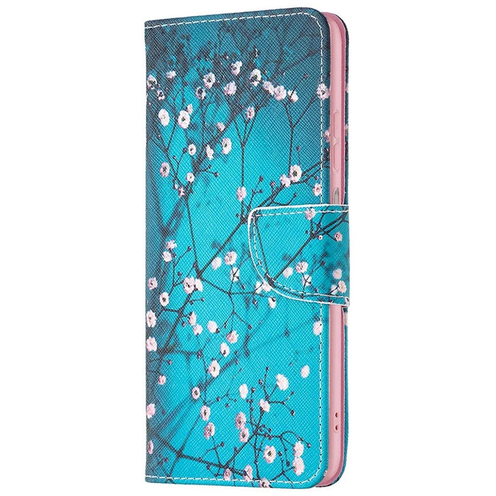 For Samsung Galaxy M33 5G (Global Version) Phone Case Pattern Printing PU Leather Wallet Stand Cover - Plum Blossom - 5