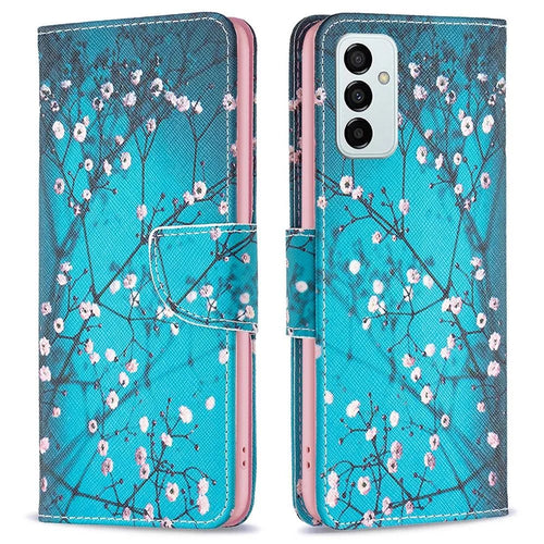 For Samsung Galaxy M23 / F23 5G Phone Case Pattern Printing PU Leather Wallet Stand Cover - Plum Blossom - 1