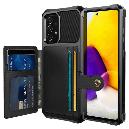 ZM03 Phone Case for Samsung Galaxy A53 5G TPU + PU Leather Wallet Anti-scratch Cell Phone Cover with Magnetic Metal Sheet - Black - 1