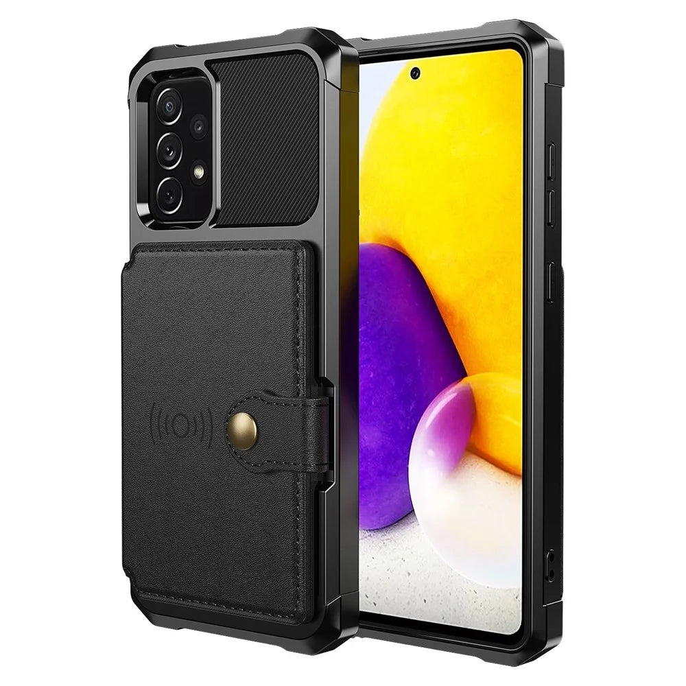 ZM03 Phone Case for Samsung Galaxy A53 5G TPU + PU Leather Wallet Anti-scratch Cell Phone Cover with Magnetic Metal Sheet - Black - 2