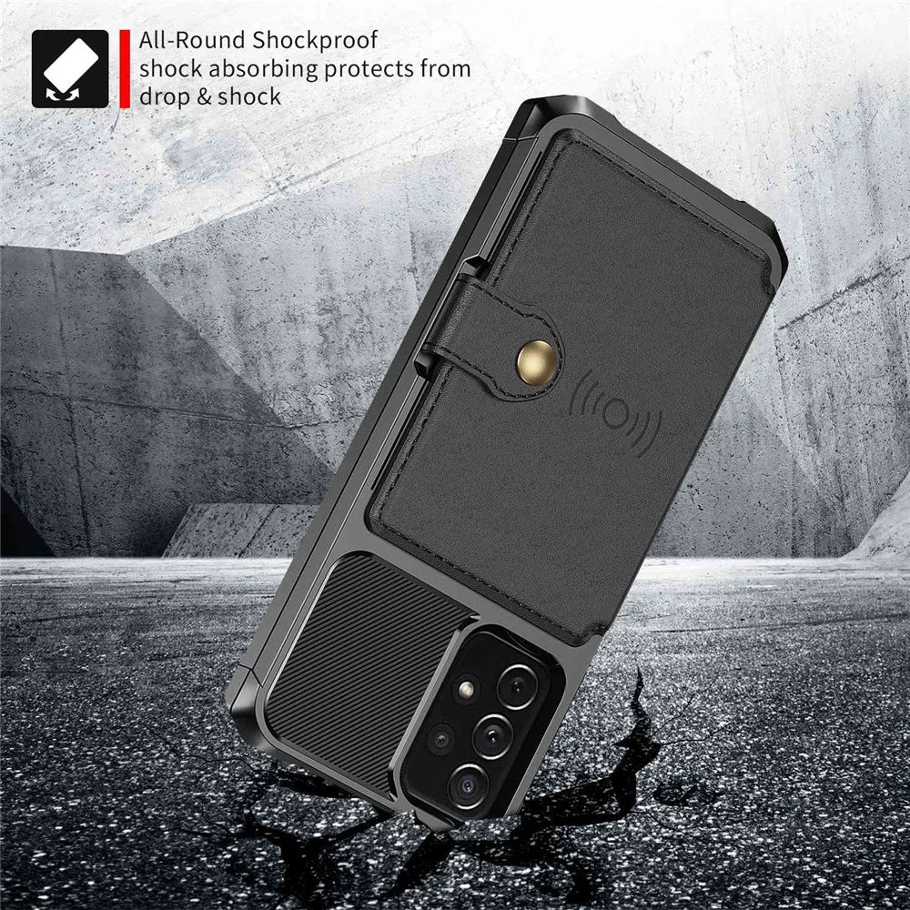 ZM03 Phone Case for Samsung Galaxy A53 5G TPU + PU Leather Wallet Anti-scratch Cell Phone Cover with Magnetic Metal Sheet - Black - 4
