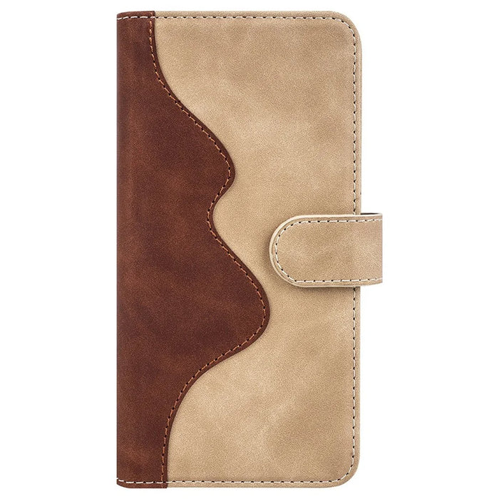 For Samsung Galaxy A23 5G (Global Version) Magnetic Closure Folio Flip Phone Cover Splicing Design Stand Leather+TPU Protective Shell with Wallet - Yellow - 6