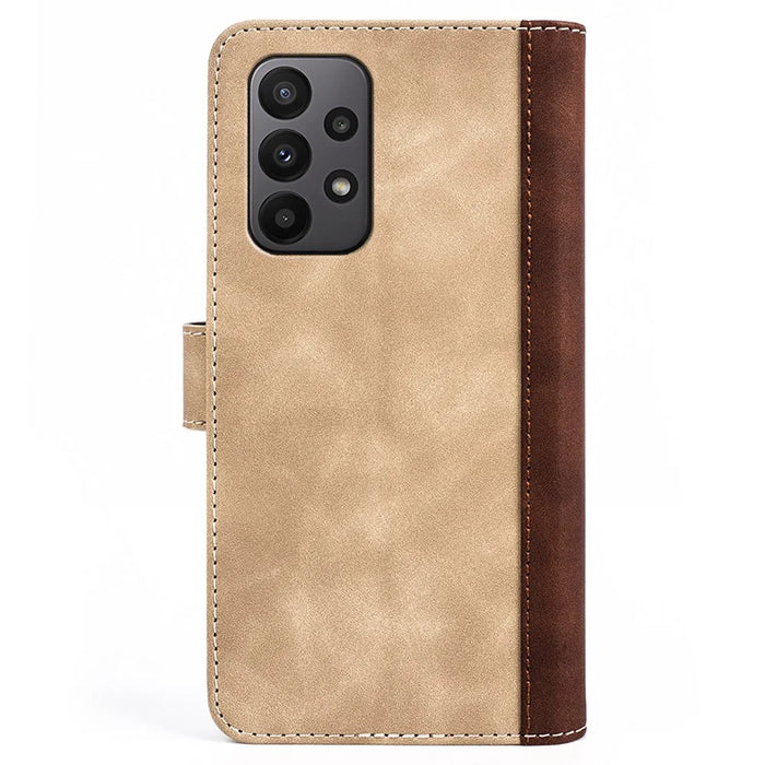 For Samsung Galaxy A23 5G (Global Version) Magnetic Closure Folio Flip Phone Cover Splicing Design Stand Leather+TPU Protective Shell with Wallet - Yellow - 7