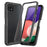 For Samsung Galaxy A22 5G (EU Version) 3-in-1 Full Coverage Phone Case PC + TPU Hybrid Cover with PET Screen Protector - Black - 1