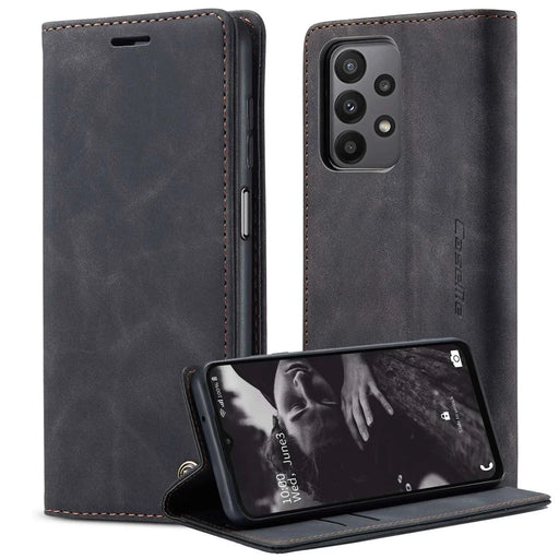 CASEME 013 Series For Samsung Galaxy A23 5G (Global Version) / 4G Phone Case Bag Auto-absorbed PU Leather Wallet Foldable Stand Phone Cover - Black - 1