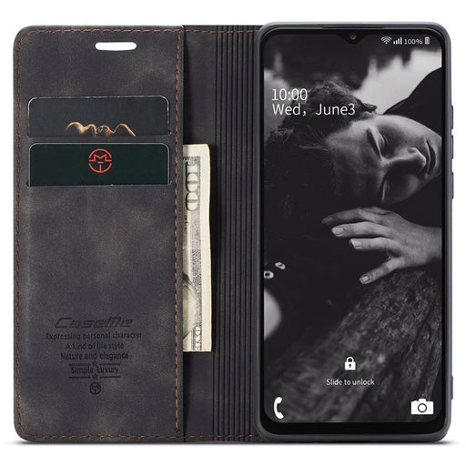 CASEME 013 Series For Samsung Galaxy A23 5G (Global Version) / 4G Phone Case Bag Auto-absorbed PU Leather Wallet Foldable Stand Phone Cover - Black - 2