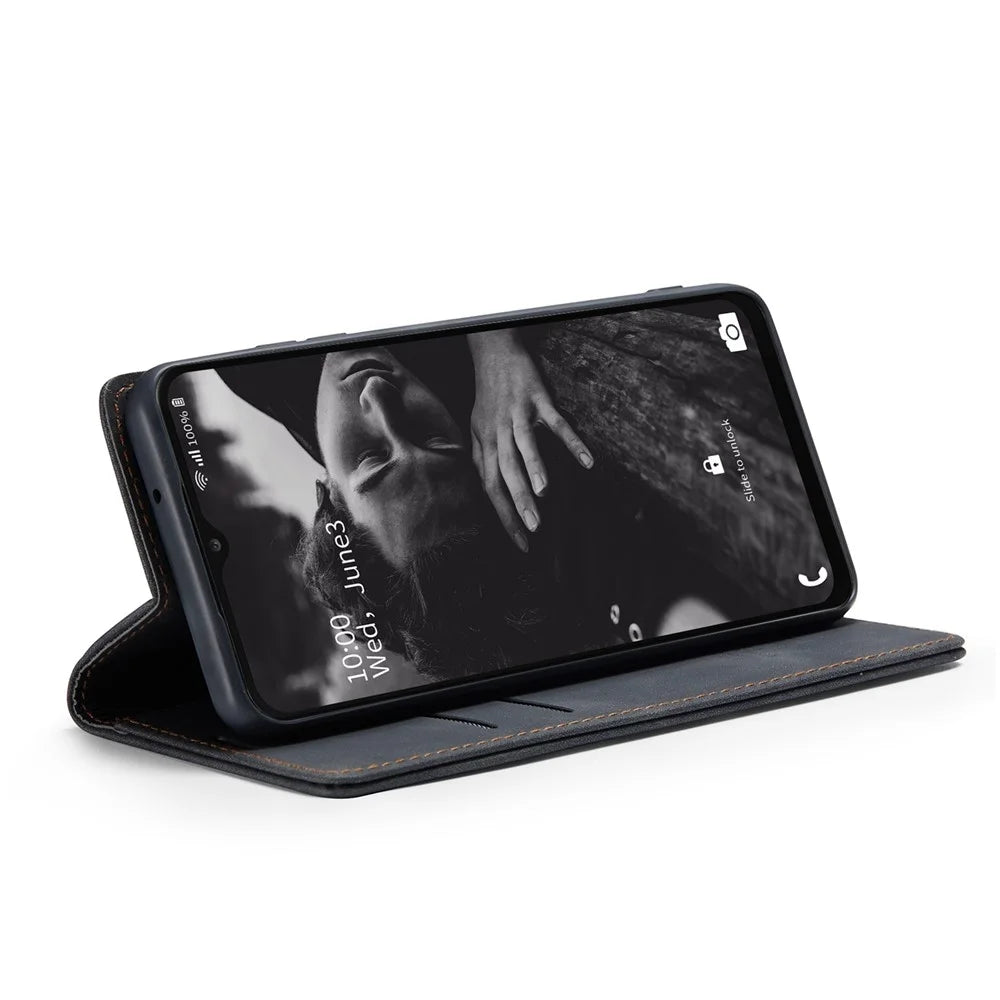 CASEME 013 Series For Samsung Galaxy A23 5G (Global Version) / 4G Phone Case Bag Auto-absorbed PU Leather Wallet Foldable Stand Phone Cover - Black - 3