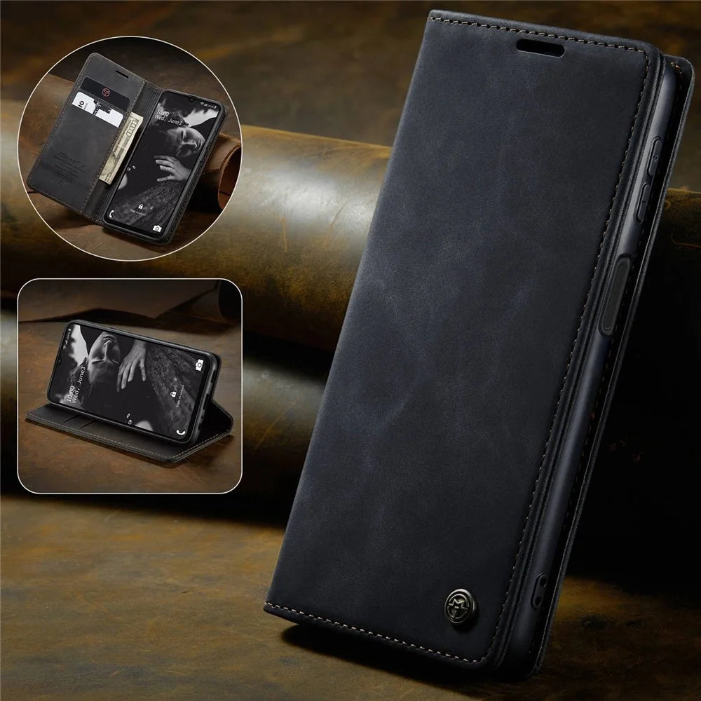 CASEME 013 Series For Samsung Galaxy A23 5G (Global Version) / 4G Phone Case Bag Auto-absorbed PU Leather Wallet Foldable Stand Phone Cover - Black - 4