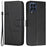 For Samsung Galaxy M53 5G PU Leather Phone Case Shock Absorbing Wallet Stand Flip Stitching Cover with Strap - Black - 1