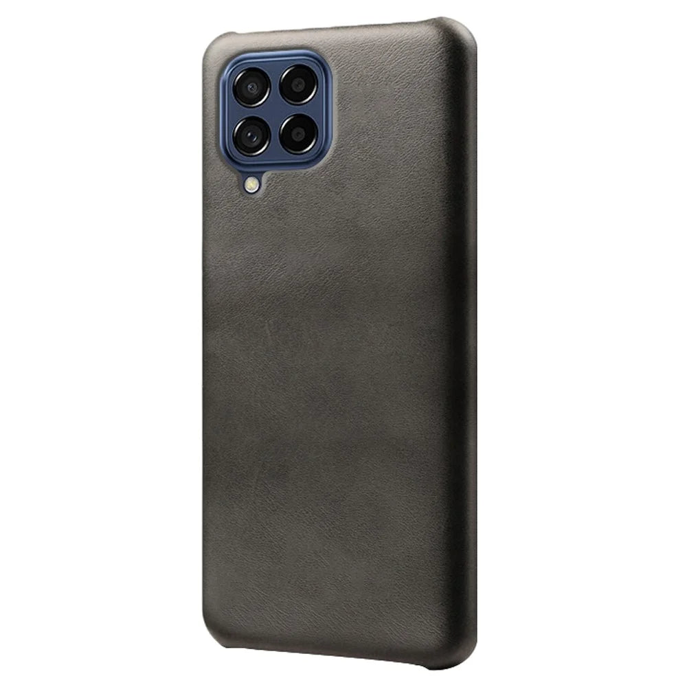 For Samsung Galaxy M53 5G Phone Protector All-round Shockproof Textured PU Leather Coated PC Phone Case - Black - 2