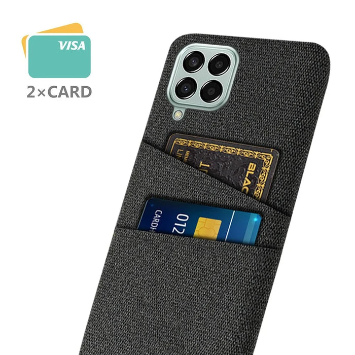 Cloth Texture Case for Samsung Galaxy M33 5G (Global Version), Hard PC + Cloth Back Protector Cover with Dual Card Slot - Black - 2