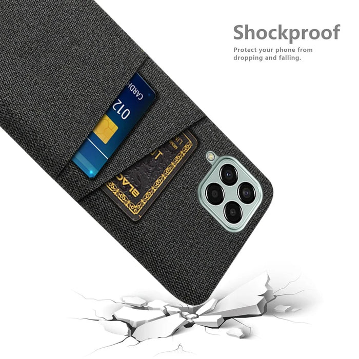 Cloth Texture Case for Samsung Galaxy M33 5G (Global Version), Hard PC + Cloth Back Protector Cover with Dual Card Slot - Black - 4