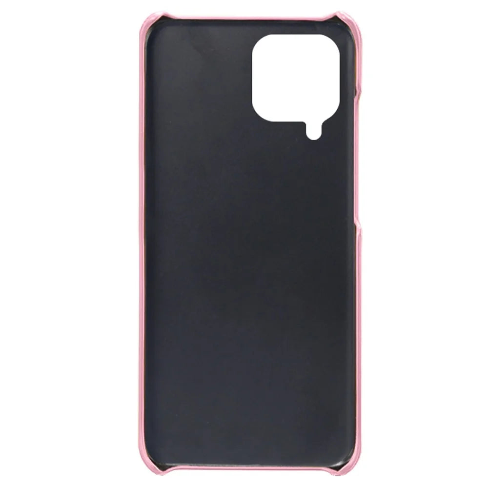 For Samsung Galaxy M33 5G (Global Version) Textured PU Leather Coated PC Phone Case Back Guard Shell - Rose Gold - 4
