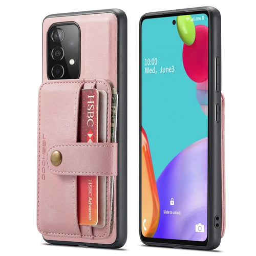 JEEHOOD for Samsung Galaxy A53 5G Detachable 2-in-1 Wallet Design RFID Blocking Leather Coated TPU Phone Case Cover - Pink - 1