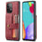JEEHOOD for Samsung Galaxy A73 5G RFID Blocking Detachable 2-in-1 Magnetic Anti-fall Wallet Design Leather Coated TPU Phone Case Shell - Red - 1