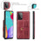 JEEHOOD for Samsung Galaxy A73 5G RFID Blocking Detachable 2-in-1 Magnetic Anti-fall Wallet Design Leather Coated TPU Phone Case Shell - Red - 7