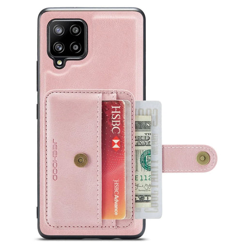 JEEHOOD for Samsung Galaxy A42 5G Detachable Design Leather Coated TPU Shell Strong Magnet Wallet RFID Blocking Protective Phone Case - Pink - 2